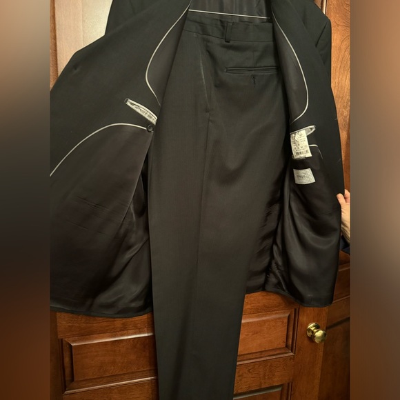 Dark Navy Blue pin stripe suit. - Picture 3 of 3